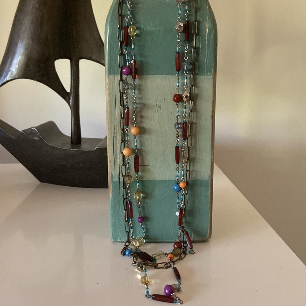 Layered Multi Colored Necklace - Picture 2 of 10